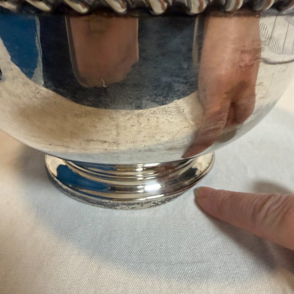 Cooper Bros Sheffield Silverplate Bowl Vintage England Rope Edge Pedestal - Picture 5 of 7